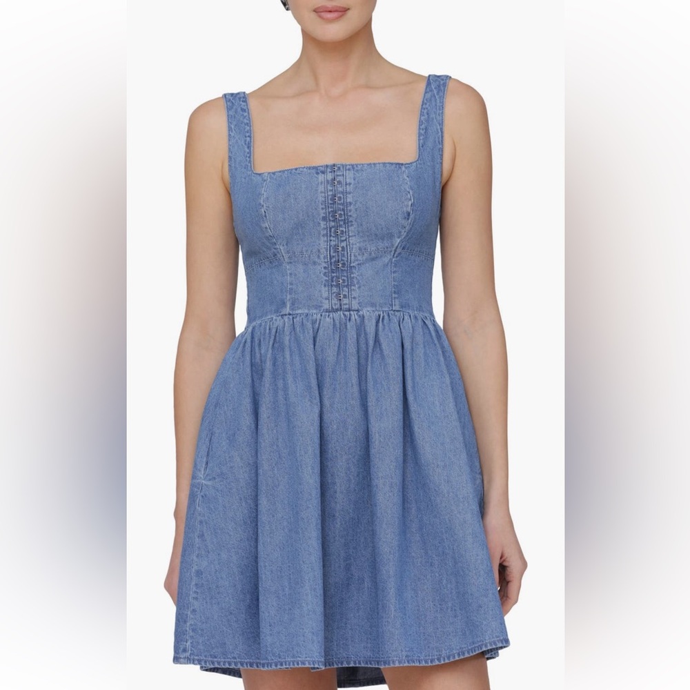 Avec Les Filles Bustier Denim Fit & Flare Minidress sz 4,6,8